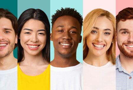 A diverse group of individuals with varying skin tones