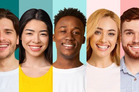 A diverse group of individuals with varying skin tones