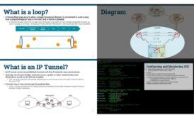 Diagram of IP tunnel and network showing Juniper JNCIS-ENT. Simplified visual representation