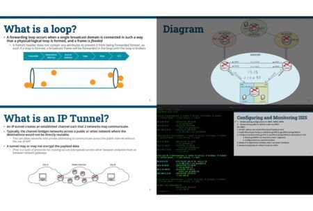 Diagram of IP tunnel and network showing Juniper JNCIS-ENT. Simplified visual representation
