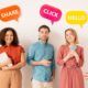 three people side by side, each with a speech bubble, indicating social media interactions