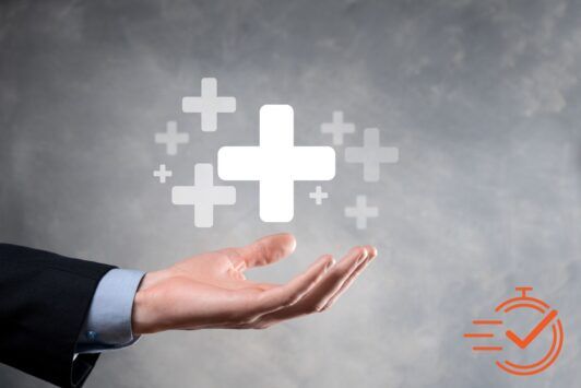 A hand with floating plus signs emphasizing the subtotal function as a key factor in making informed choices.