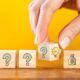Wooden blocks with a question mark and money symbol are held by a hand, illustrating the problem-solving process
