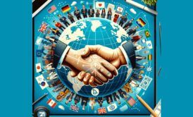 business professionals shaking hands globally, symbolizing successful negotiations in a negotiation skills course