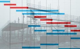 a computer screen displays a gantt chart in excel, illustrating a detailed construction schedule