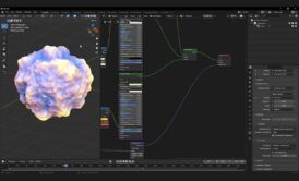 a computer screen displays a 3D cloud model created using procedural materials in blender course