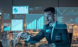A man analyzes graphs on a laptop, focusing on methods to simplify accounting for small businesses.