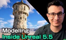 A digital scene showcasing modeling in Unreal Engine 5.5, featuring detailed textures and realistic lighting effects