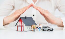 A house and car illustrate the need for home and car insurance to protect family assets.