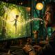 a man sits at a computer, captivated by a fairy displayed on the screen, exploring AI filmmaking concepts