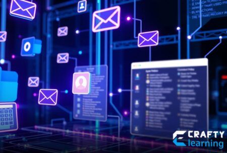 a dynamic visual representation of a microsoft outlook course, showcasing the flow of information