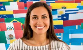 visual representation of a spanish course for beginners, highlighted by different flags to signify cultural connection