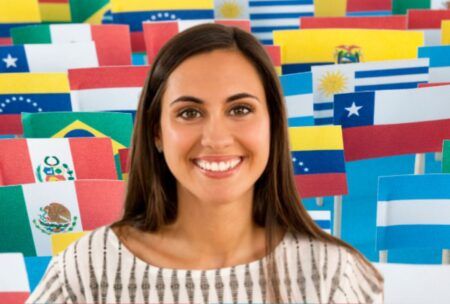 visual representation of a spanish course for beginners, highlighted by different flags to signify cultural connection