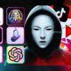 a person wearing a mask displaying various apps, emphasizing ai for creators