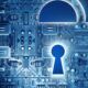 a blue padlock on a circuit board, symbolizing security in an introduction to cybersecurity
