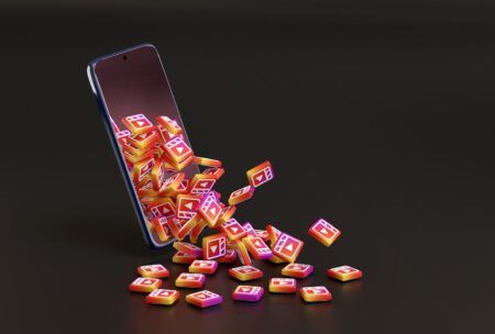 a smartphone displaying colorful cubes, designed for an Instagram reel in Canva