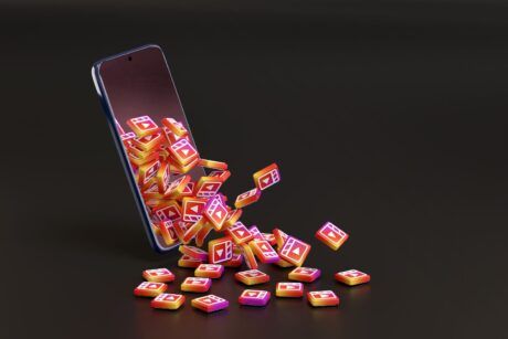 a smartphone displaying colorful cubes, designed for an Instagram reel in Canva